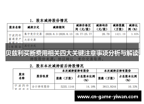 贝兹利买断费用相关四大关键注意事项分析与解读